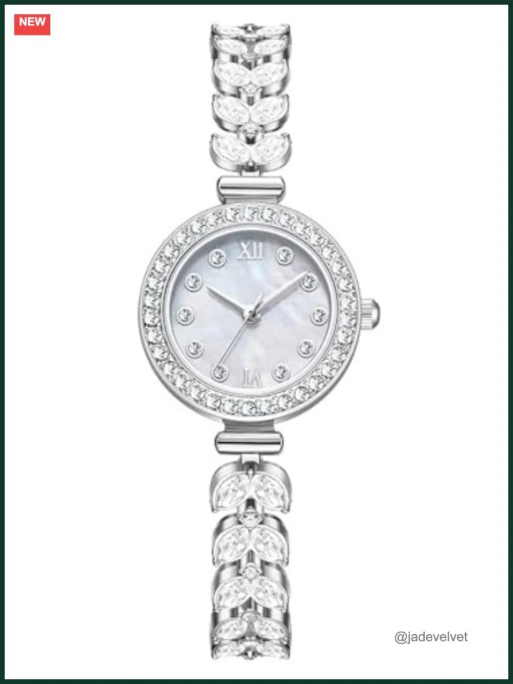 Women's Quartz Bracelet Watch with Petal Adjustable Band Alloy Steel